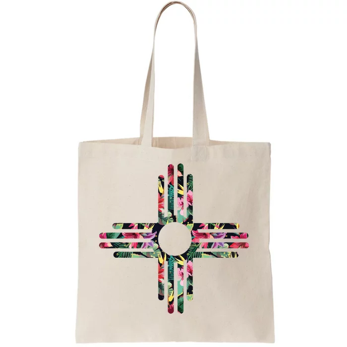 New Mexico State Zia Symbol Floral Print By Mcma Tote Bag