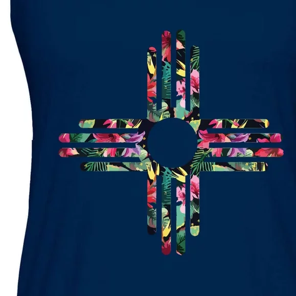 New Mexico State Zia Symbol Floral Print By Mcma Ladies Essential Flowy Tank