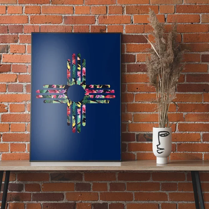 New Mexico State Zia Symbol Floral Print By Mcma Poster