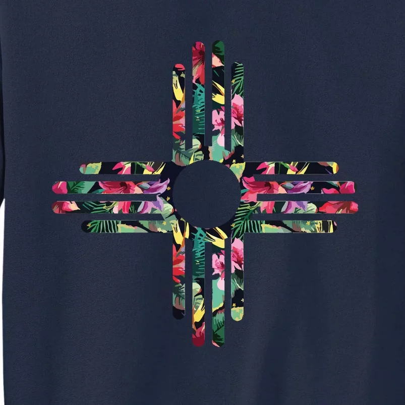 New Mexico State Zia Symbol Floral Print By Mcma Tall Sweatshirt