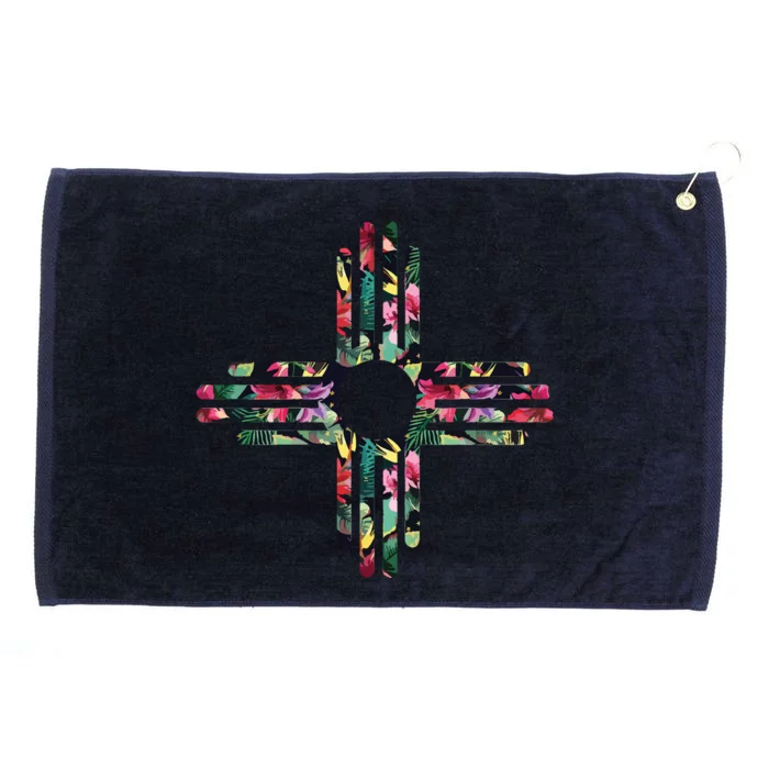 New Mexico State Zia Symbol Floral Print By Mcma Grommeted Golf Towel