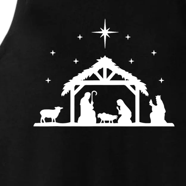 Nativity Manger Scene Baby Jesus Birth Of Christ Christmas Ladies Tri-Blend Wicking Tank