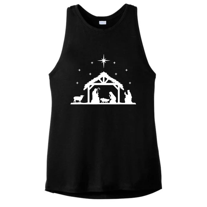 Nativity Manger Scene Baby Jesus Birth Of Christ Christmas Ladies Tri-Blend Wicking Tank