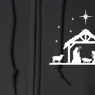 Nativity Manger Scene Baby Jesus Birth Of Christ Christmas Full Zip Hoodie