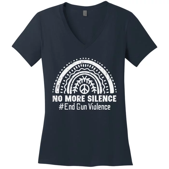 No More Silence End Gun Violence Awareness Month Orange Women's V-Neck T-Shirt