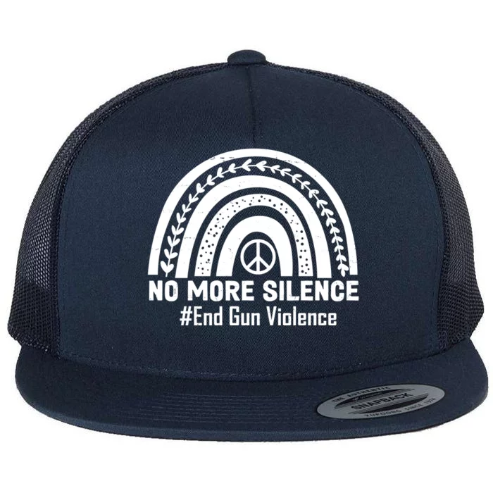 No More Silence End Gun Violence Peace Rainbow Flat Bill Trucker Hat