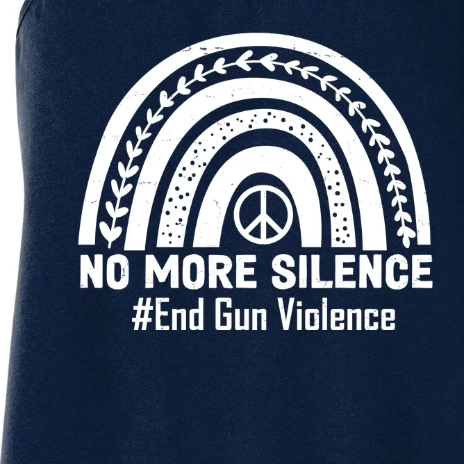 No More Silence End Gun Violence Peace Rainbow Women's Racerback Tank