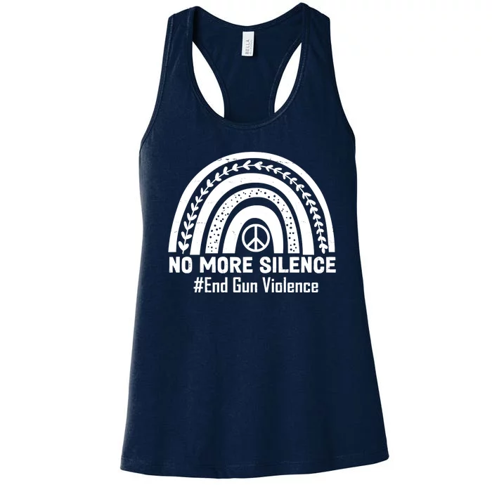 No More Silence End Gun Violence Peace Rainbow Women's Racerback Tank