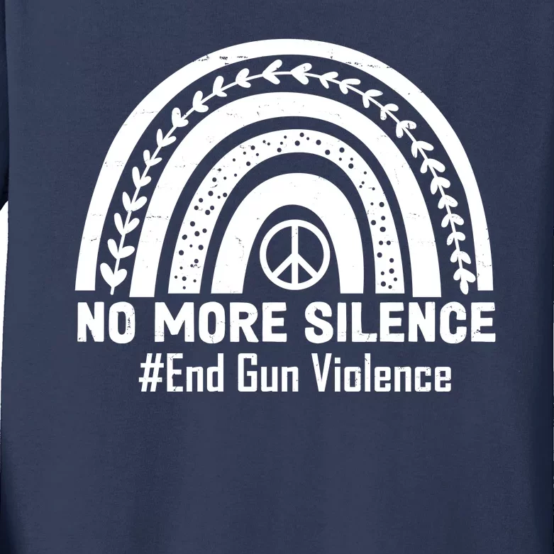 No More Silence End Gun Violence Peace Rainbow Kids Long Sleeve Shirt