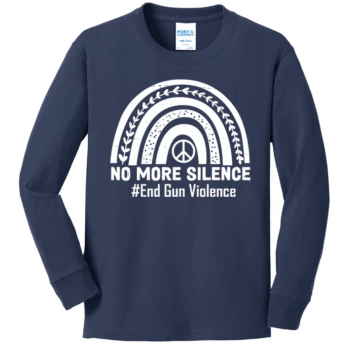 No More Silence End Gun Violence Peace Rainbow Kids Long Sleeve Shirt