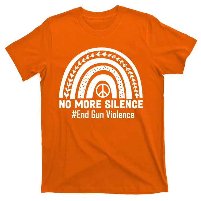 No More Silence End Gun Violence Peace Rainbow T-Shirt