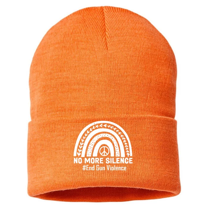 No More Silence End Gun Violence Peace Rainbow Sustainable Knit Beanie