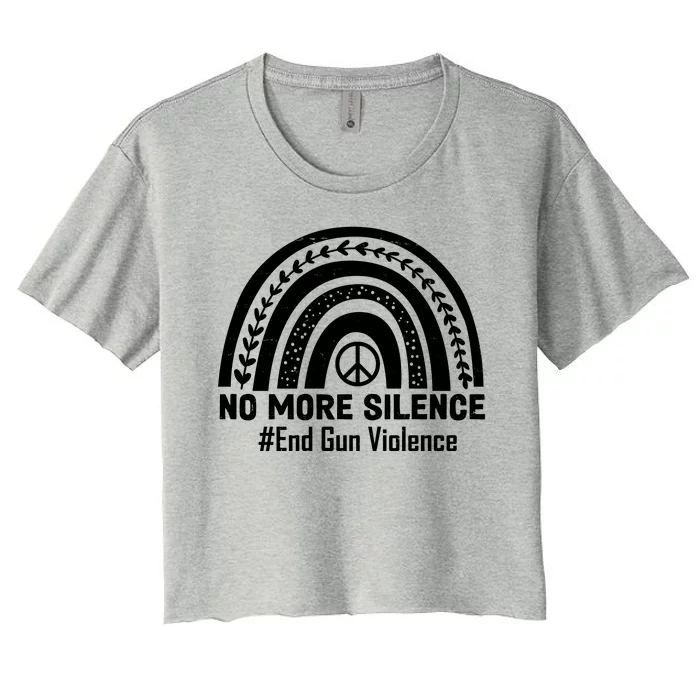 No More Silence End Gun Violence Peace Rainbow Women's Crop Top Tee