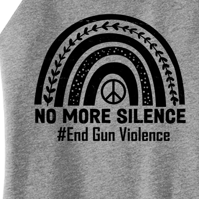 No More Silence End Gun Violence Peace Rainbow Women’s Perfect Tri Rocker Tank