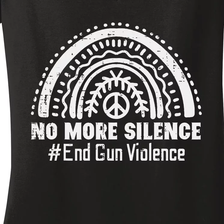 No More Silence End Gun Violence Awareness Month Orange Women's V-Neck T-Shirt