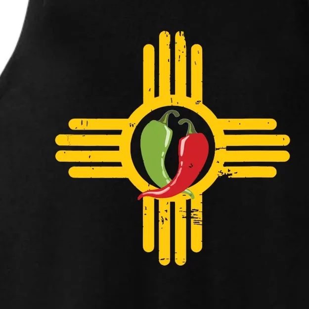 New Mexico Southwest Zia With Red And Green Chile Ladies Tri-Blend Wicking Tank