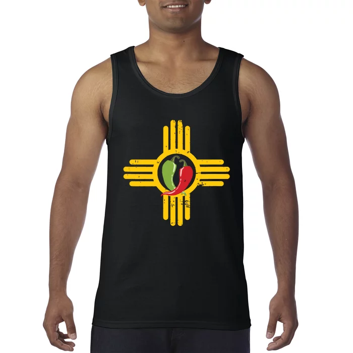 New Mexico Southwest Zia With Red And Green Chile Tank Top