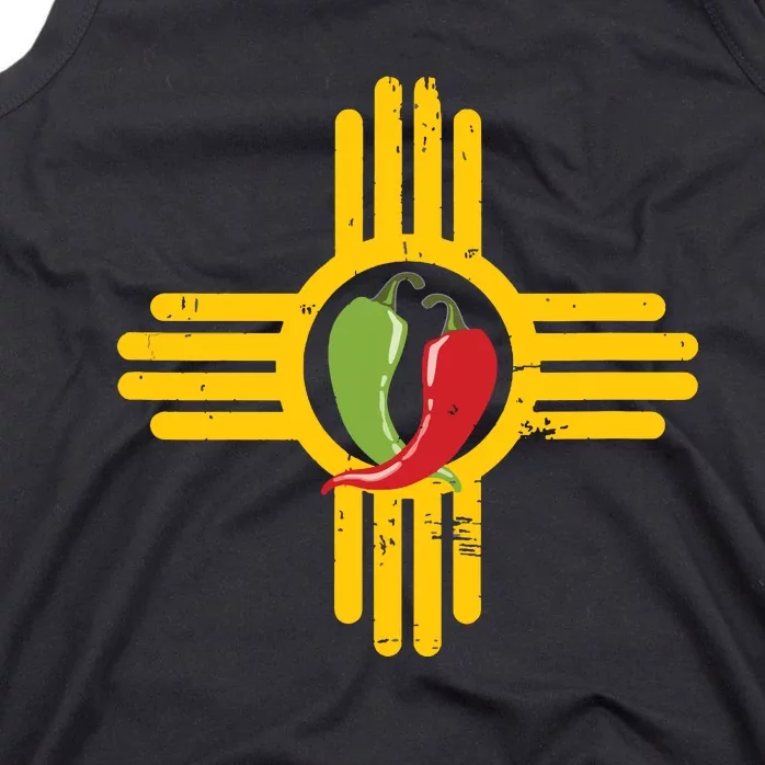 New Mexico Southwest Zia With Red And Green Chile Tank Top