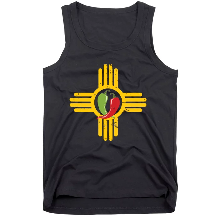 New Mexico Southwest Zia With Red And Green Chile Tank Top