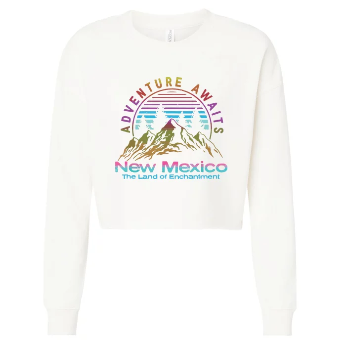 New Mexico State Retro Vintage Outdoors Nm Mountains Cropped Pullover Crew