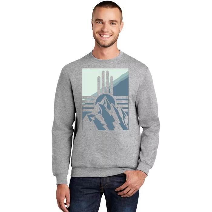 New Mexico State Zia Symbol And Mountains Graphic Design Tall Sweatshirt