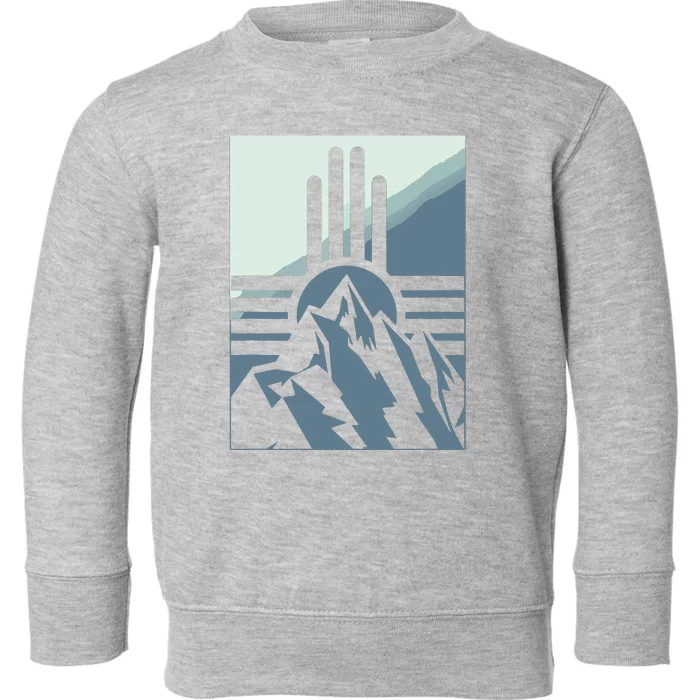 New Mexico State Zia Symbol And Mountains Graphic Design Toddler Sweatshirt