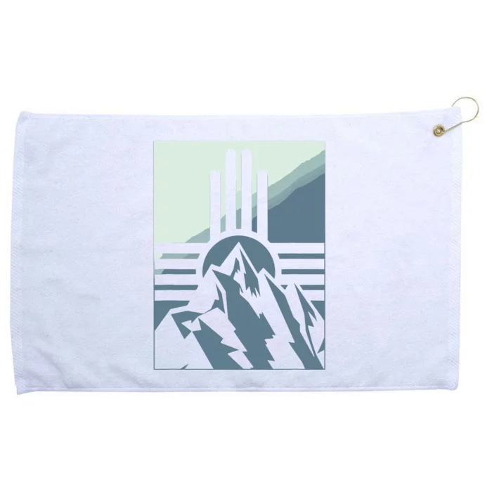 New Mexico State Zia Symbol And Mountains Graphic Design Grommeted Golf Towel