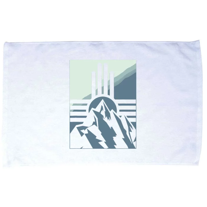 New Mexico State Zia Symbol And Mountains Graphic Design Microfiber Hand Towel