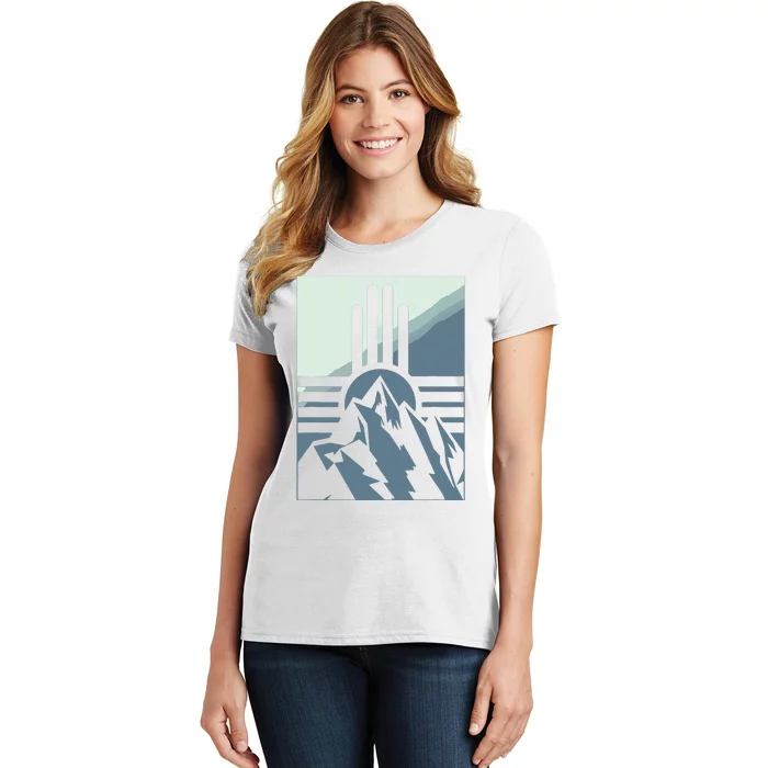 New Mexico State Zia Symbol And Mountains Graphic Design Women's T-Shirt