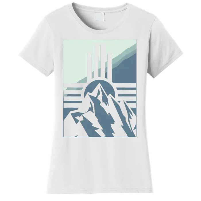 New Mexico State Zia Symbol And Mountains Graphic Design Women's T-Shirt