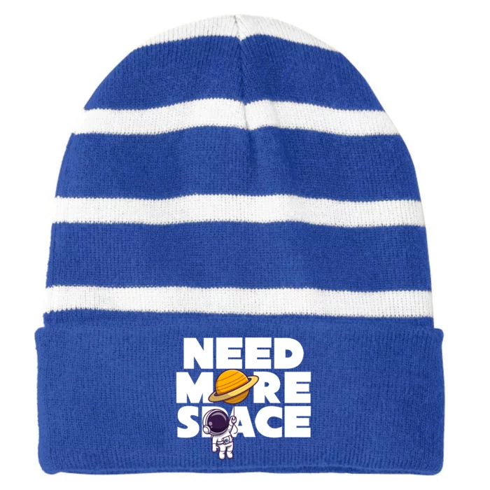 Need More Space Funny Astronaut Striped Beanie with Solid Band