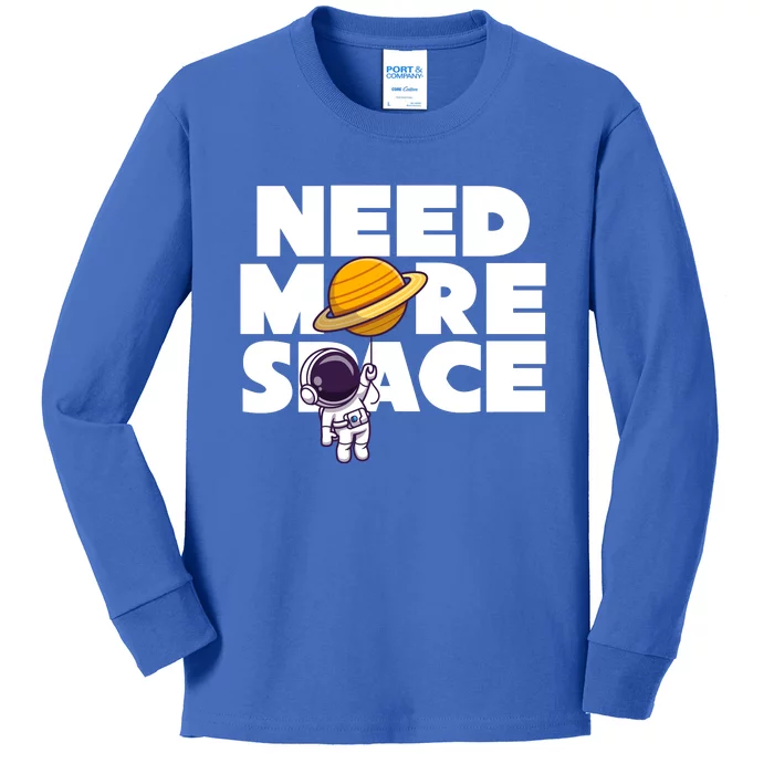 Need More Space Funny Astronaut Kids Long Sleeve Shirt