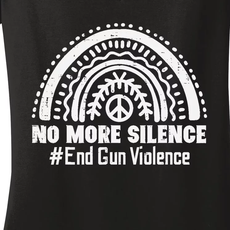 No More Silence End Gun Violence Awareness Month Orange Women's V-Neck T-Shirt