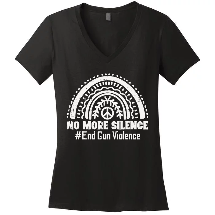 No More Silence End Gun Violence Awareness Month Orange Women's V-Neck T-Shirt