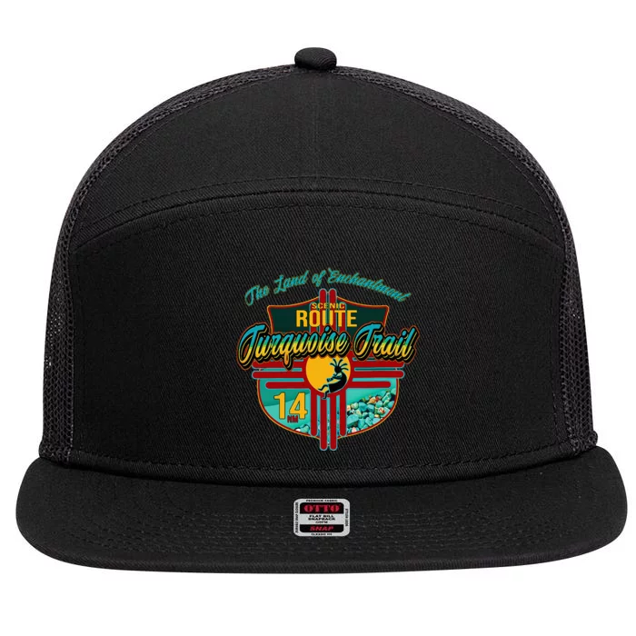 New Mexico Turquoise Trail National Scenic Route 14 Souvenir 7 Panel Mesh Trucker Snapback Hat