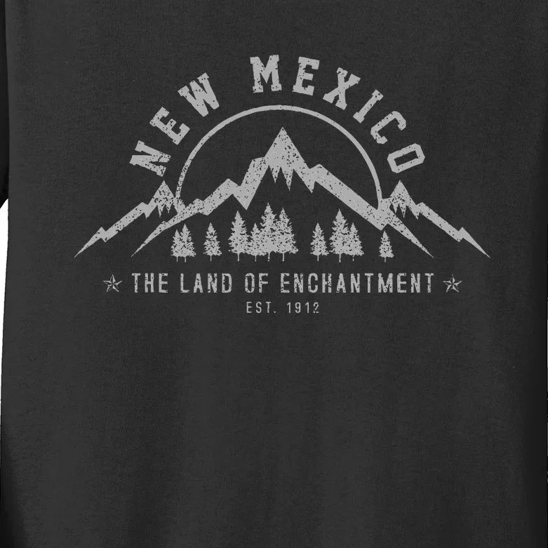 New Mexico The Land Of Enchantment Est. 1912 Mountains Gift Kids Long Sleeve Shirt