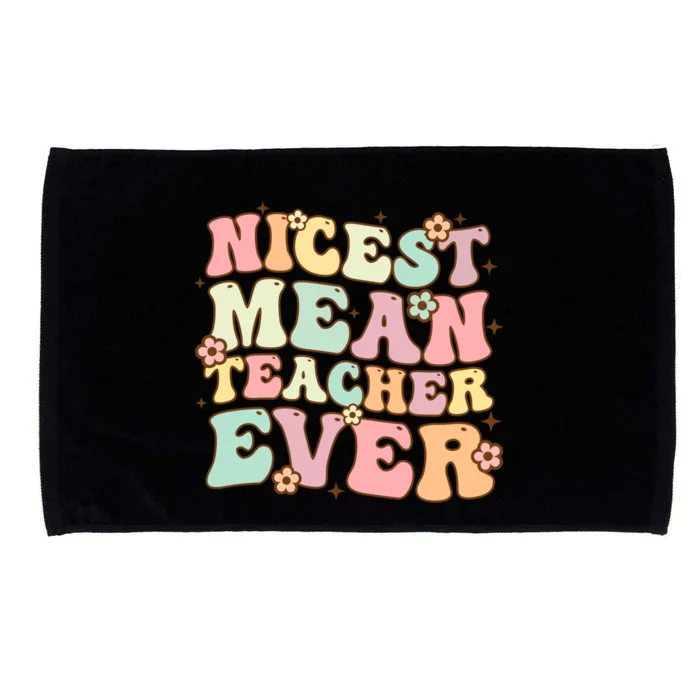 Nicest Mean Teacher Ever Retro Groovy Teacher Teaching Gift Microfiber Hand Towel