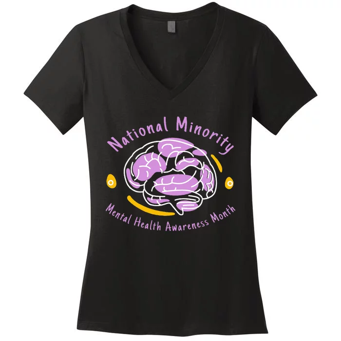 National Minority Tal Health Month For People Of Color Women's V-Neck T-Shirt