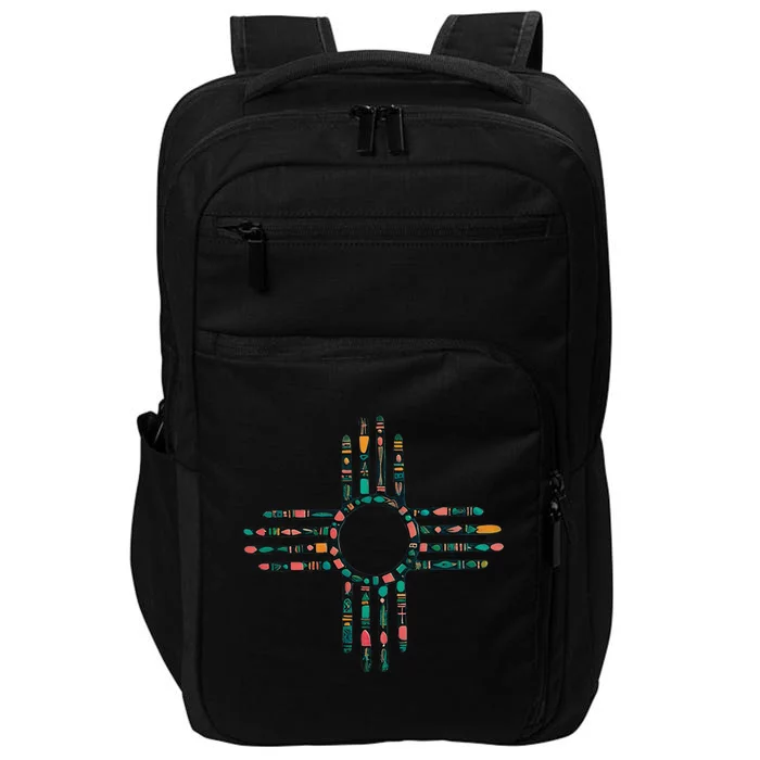 New Mexico Turquoise And Pink Turquoise Zia Symbol Impact Tech Backpack