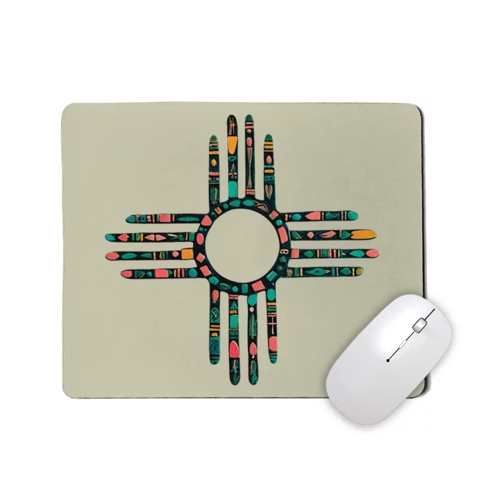 New Mexico Turquoise And Pink Turquoise Zia Symbol Mousepad