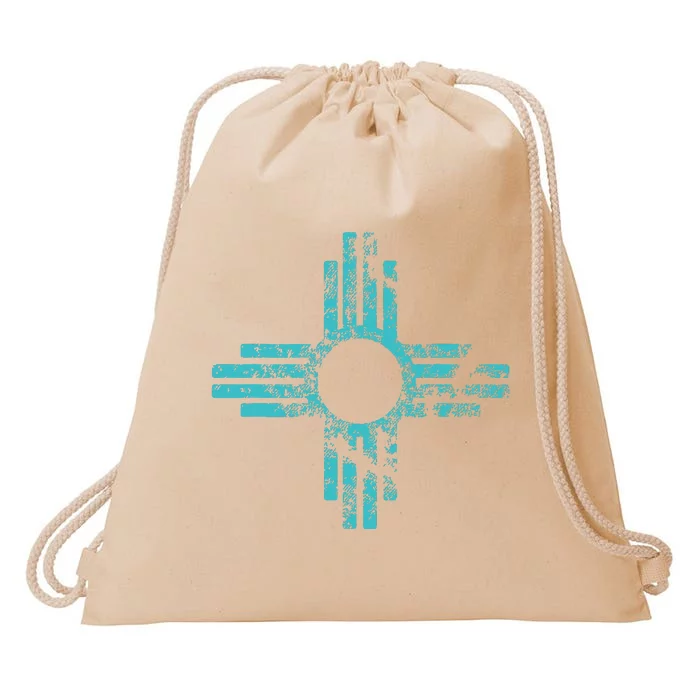 New Mexico T Zia Symbol Distressed Drawstring Bag