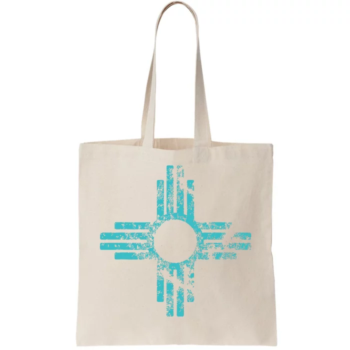 New Mexico T Zia Symbol Distressed Tote Bag