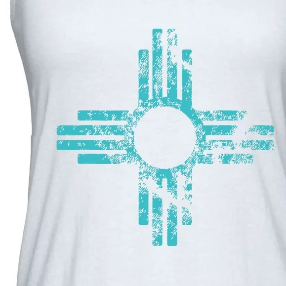 New Mexico T Zia Symbol Distressed Ladies Essential Flowy Tank