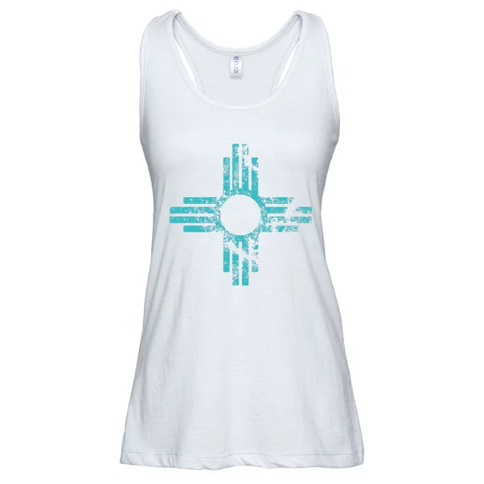 New Mexico T Zia Symbol Distressed Ladies Essential Flowy Tank