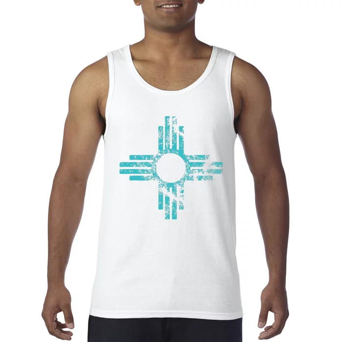 New Mexico T Zia Symbol Distressed Tank Top