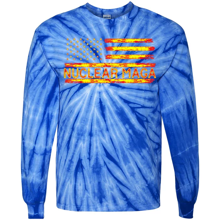 Nuclear Maga USA Flag Tie-Dye Long Sleeve Shirt