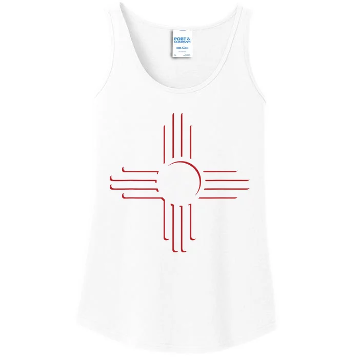 New Mexico Unique Red Zia Symbol Flag Gift Ladies Essential Tank