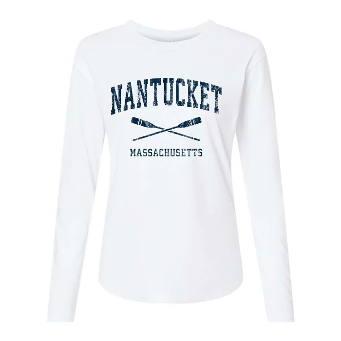 Nantucket Massachusetts Vintage Nautical Paddles Sports Oars Womens Cotton Relaxed Long Sleeve T-Shirt