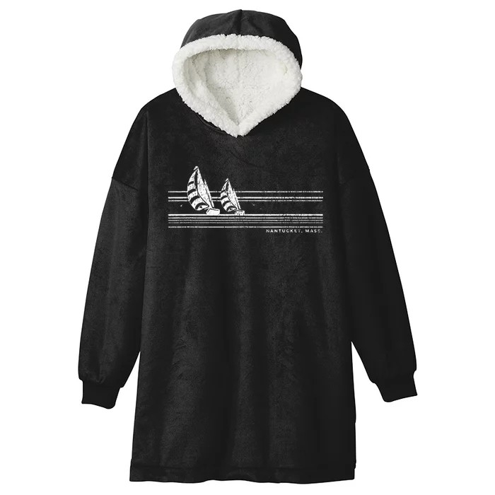 Nantucket Ma Vintage Sailing 70s Nautical Sailboat Hooded Wearable Blanket