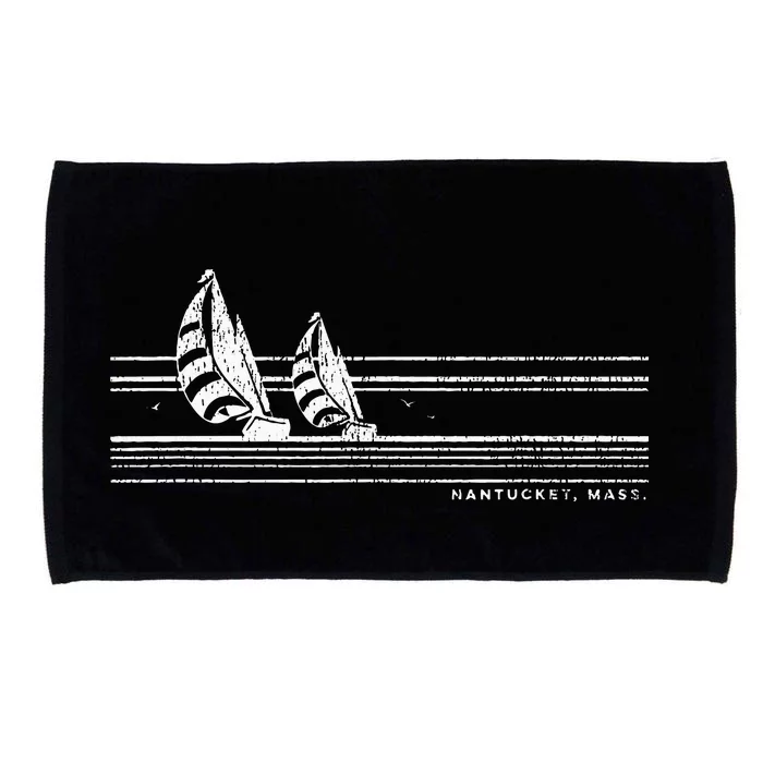 Nantucket Ma Vintage Sailing 70s Nautical Sailboat Microfiber Hand Towel